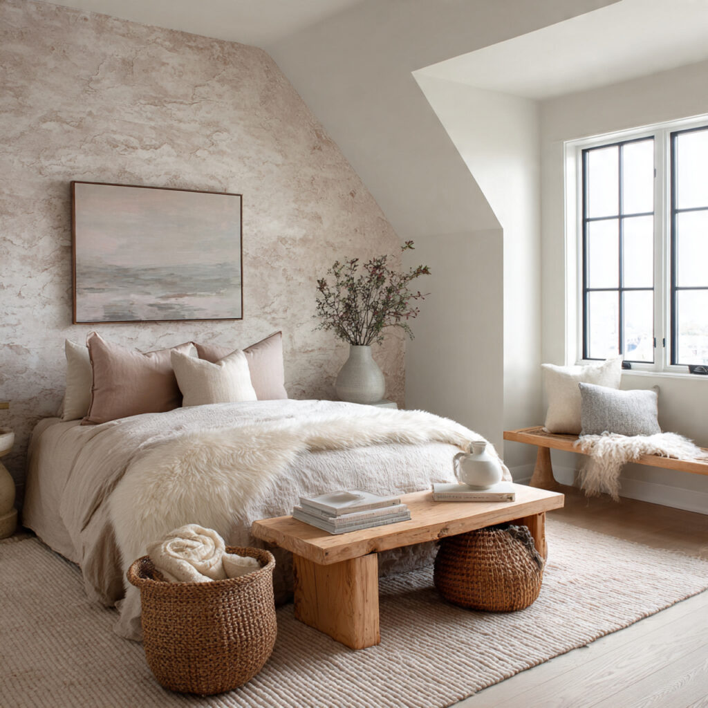 Limewash or Textured Plaster Accent Wall