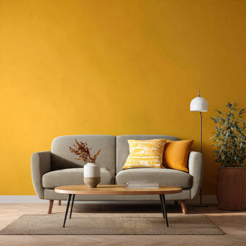 Ochre Yellow Accent Wall in Sun-Soaked Tuscan Tone