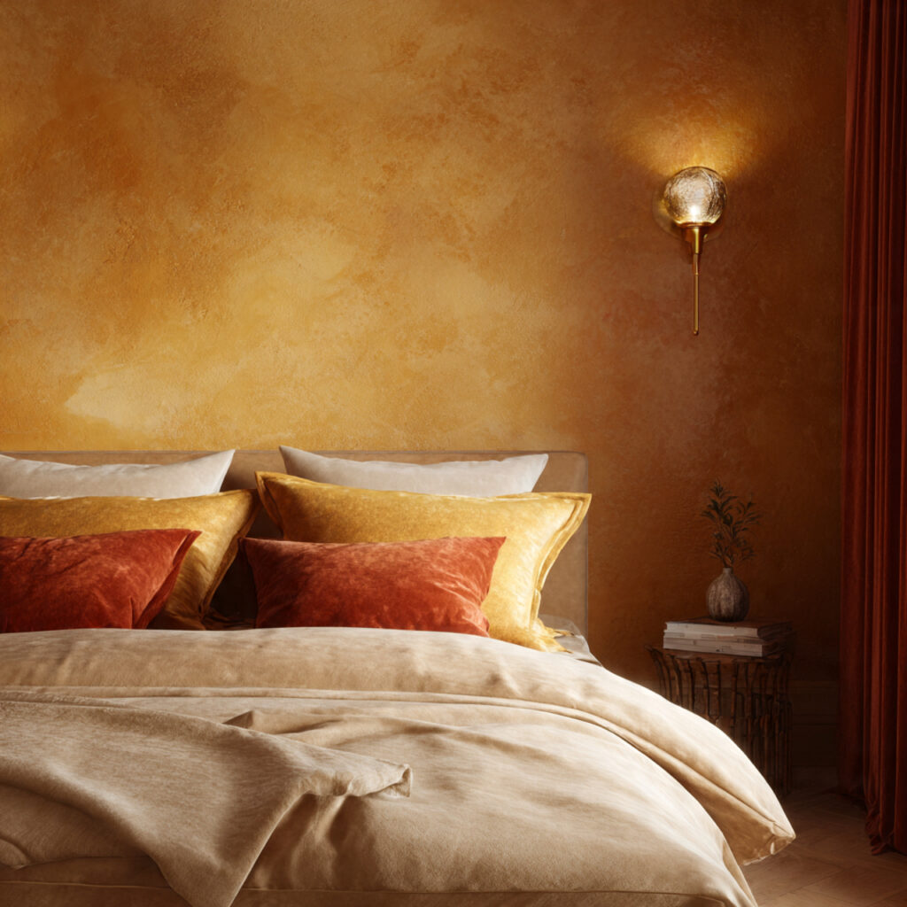 Sienna Gold and Cream Bedroom With Velvet Accents