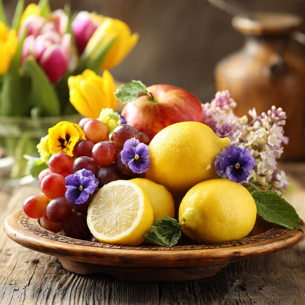 Seasonal Fruit and Flower Mixed Centerpiece