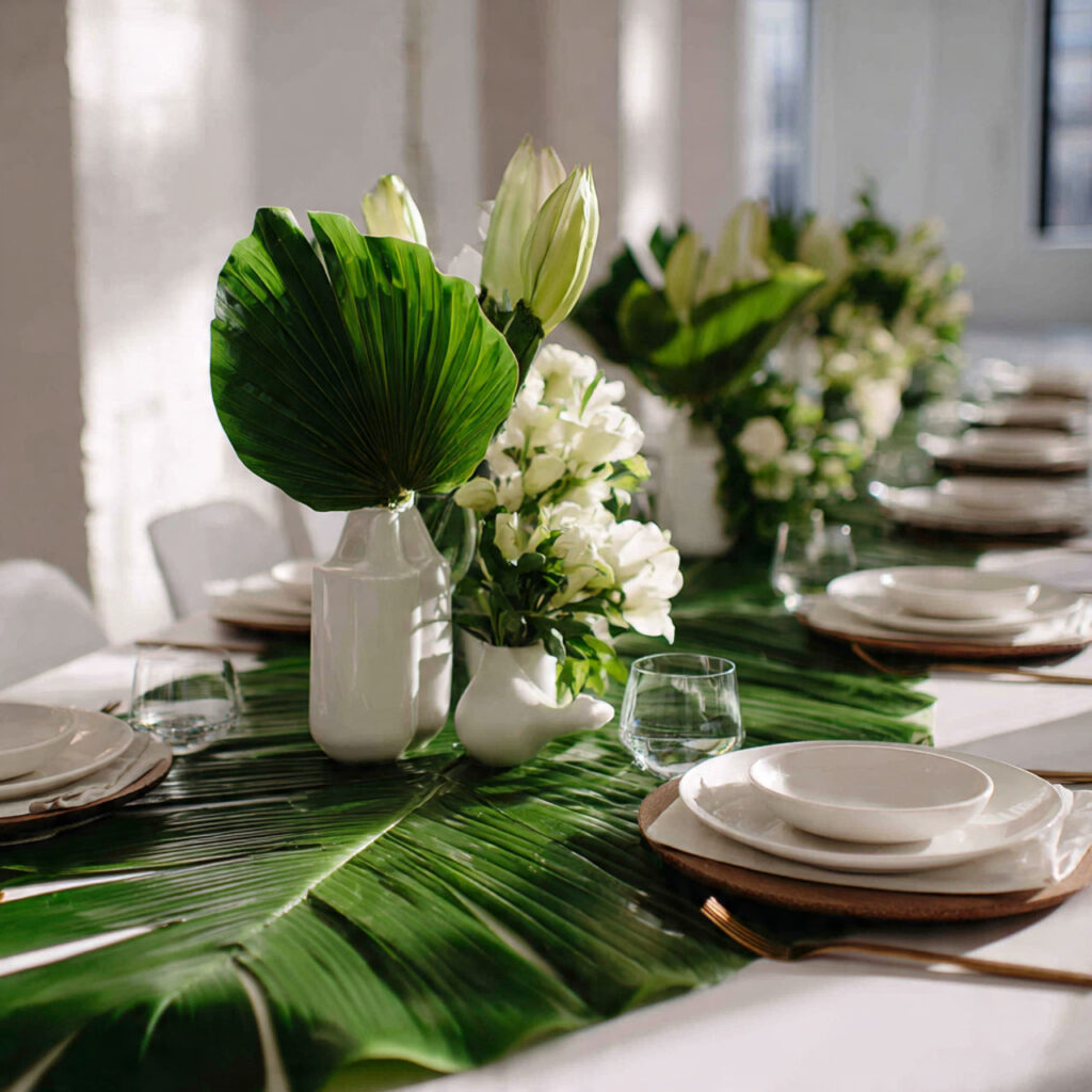 Tropical Leaf Runner With Graphic Spring Styling