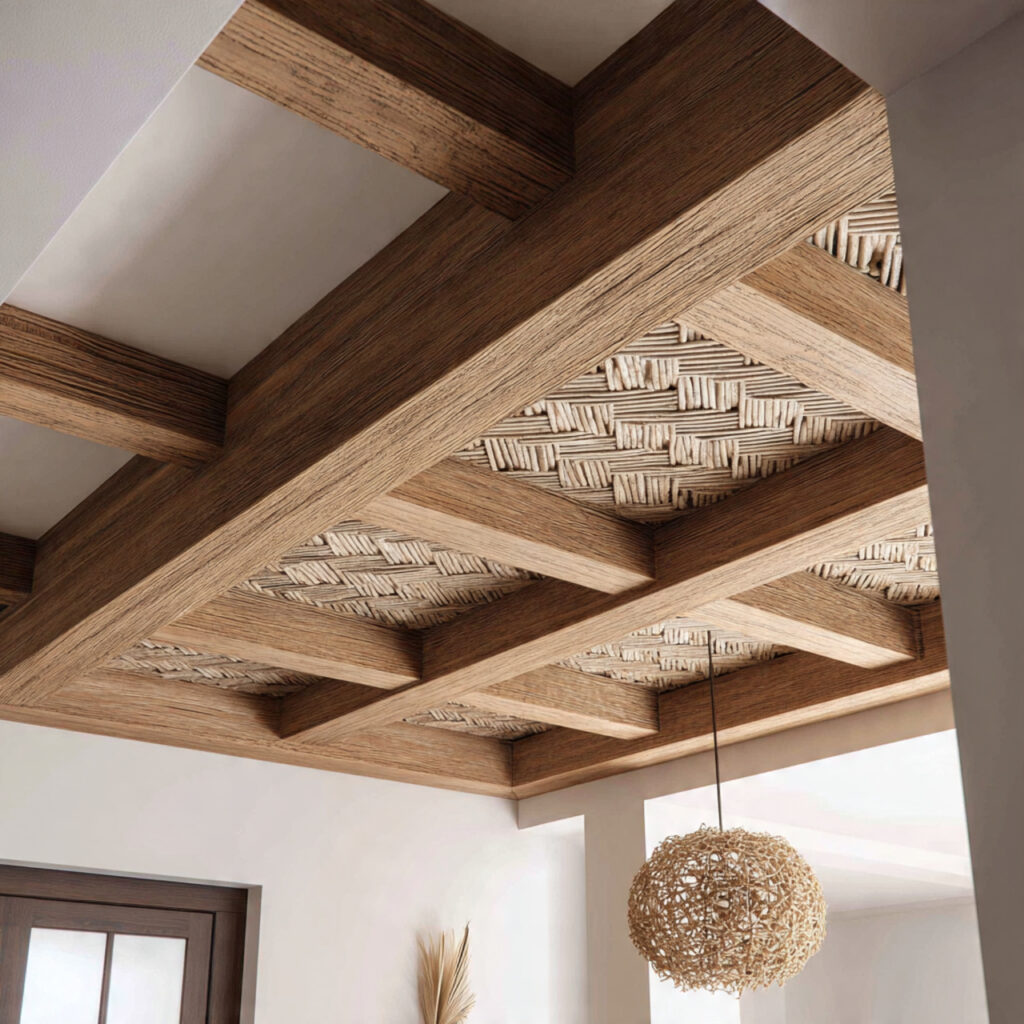 Woven or Carved Wood Ceiling Feature or Beam Detail