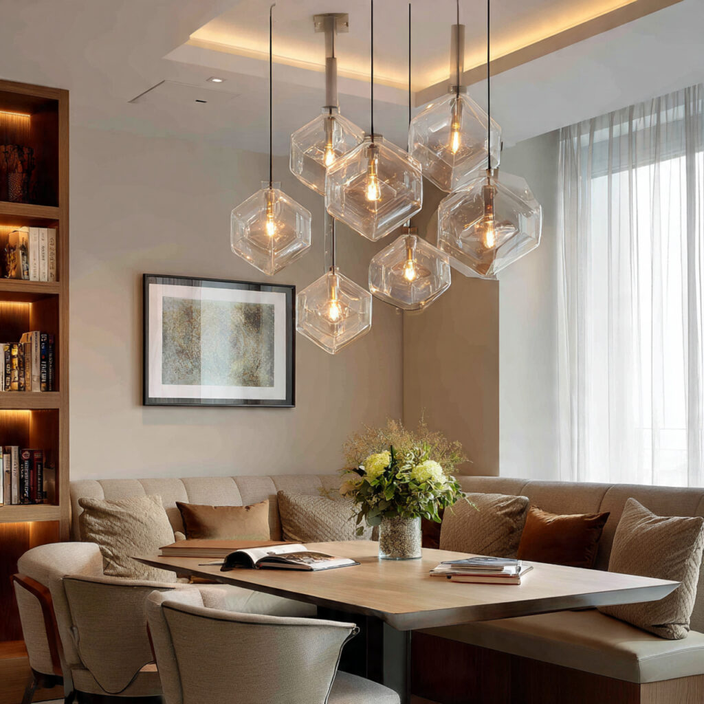 Statement Pendant Light Cluster Above the Seating Area