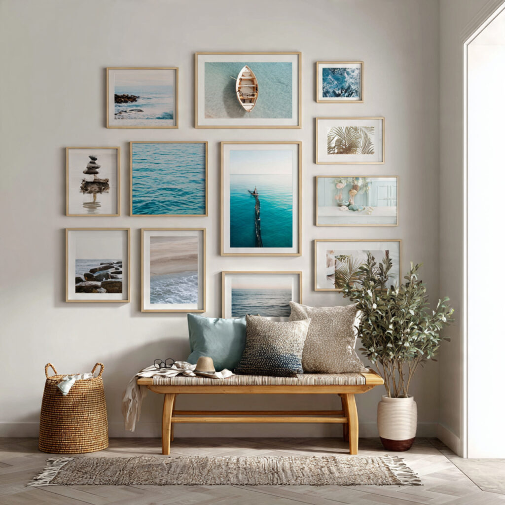 Coastal Still Life Gallery Wall in Soft Tonal Frames