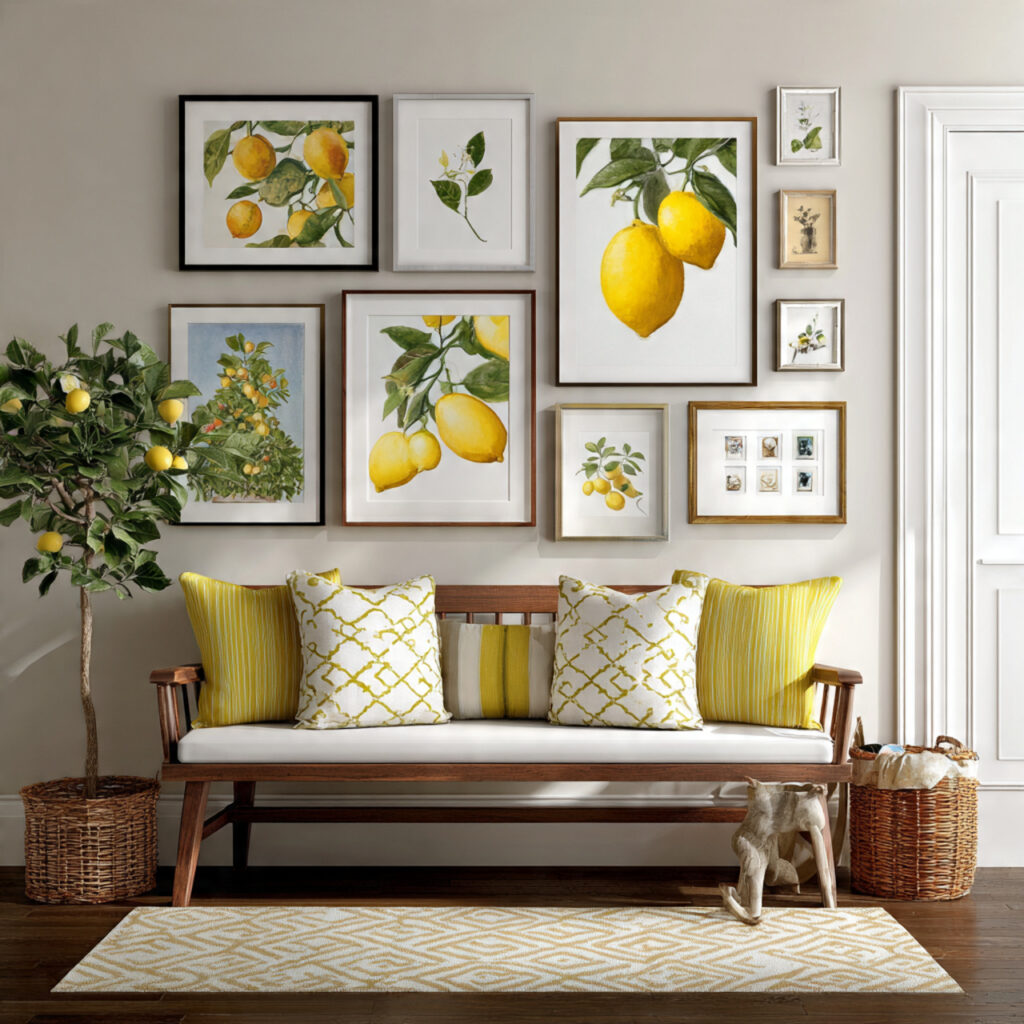 Lemon and Citrus Botanical Print Gallery Wall