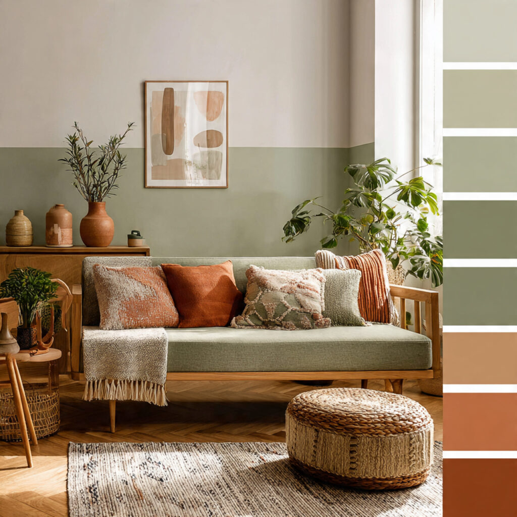 Soft Sage Green and Terracotta Decor Palette