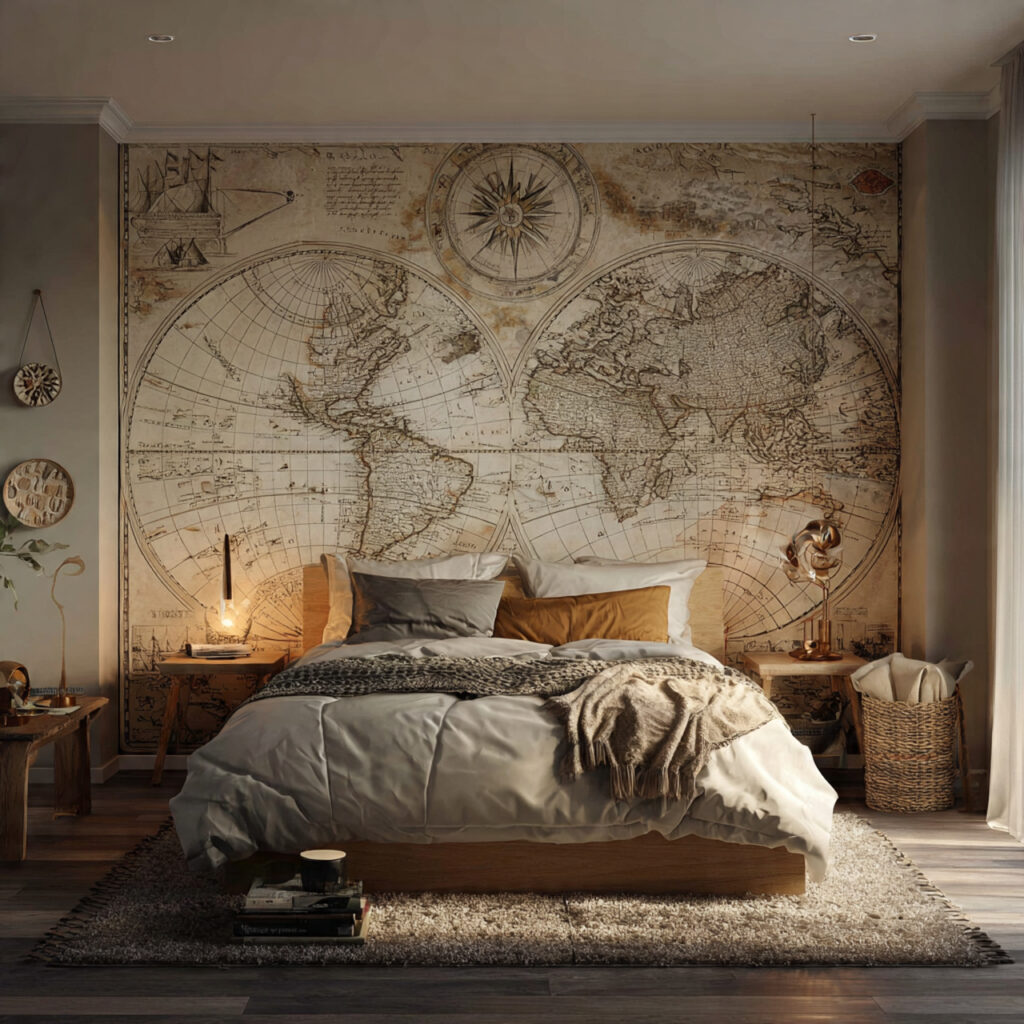 Vintage Coastal Map and Navigation Decor Setup