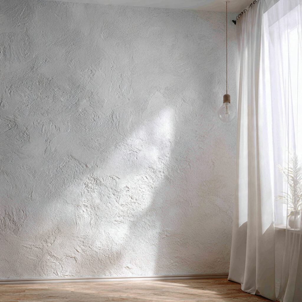 White Plaster or Venetian Finish Feature Wall
