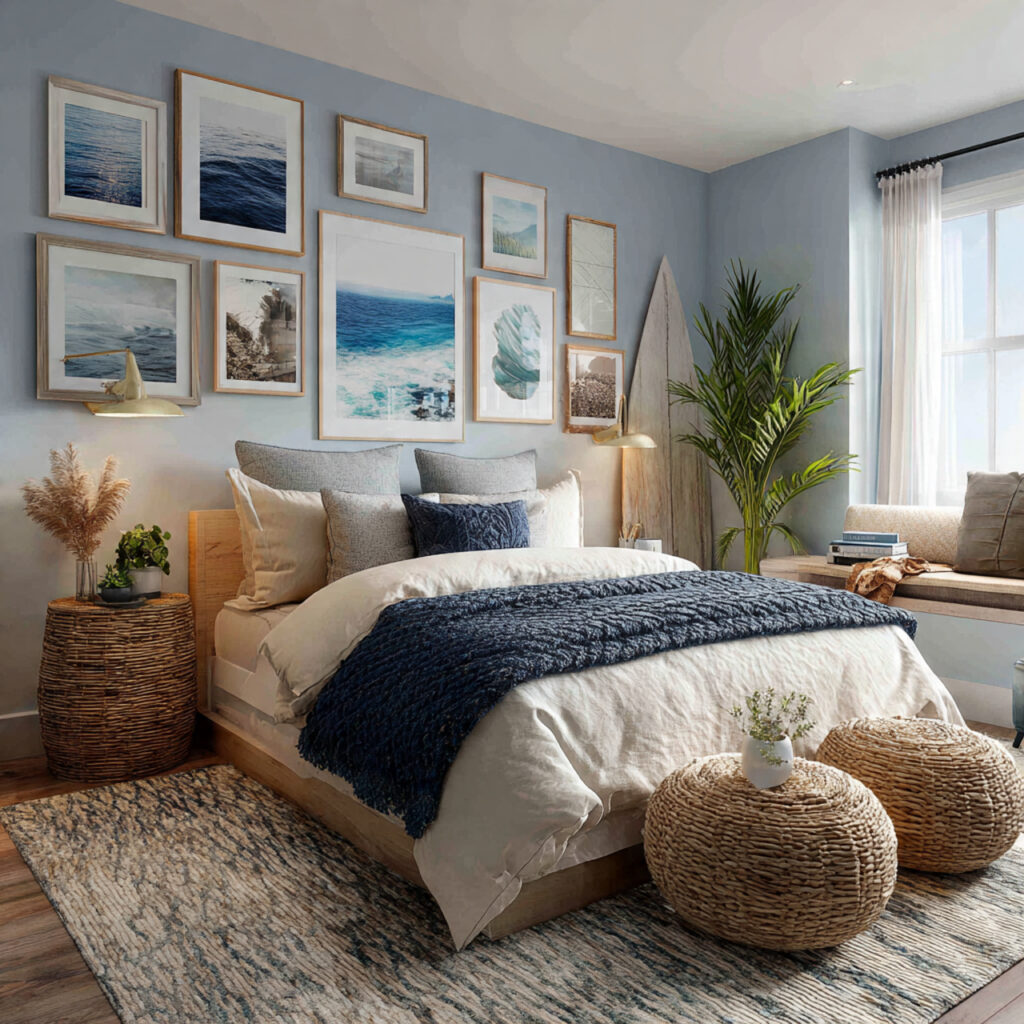Coastal Maximalist Gallery Bedroom