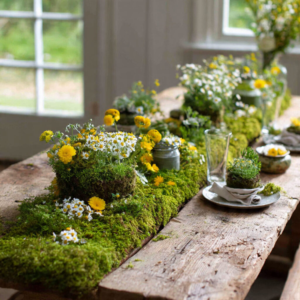 Moss and Greenery Living Table Runner