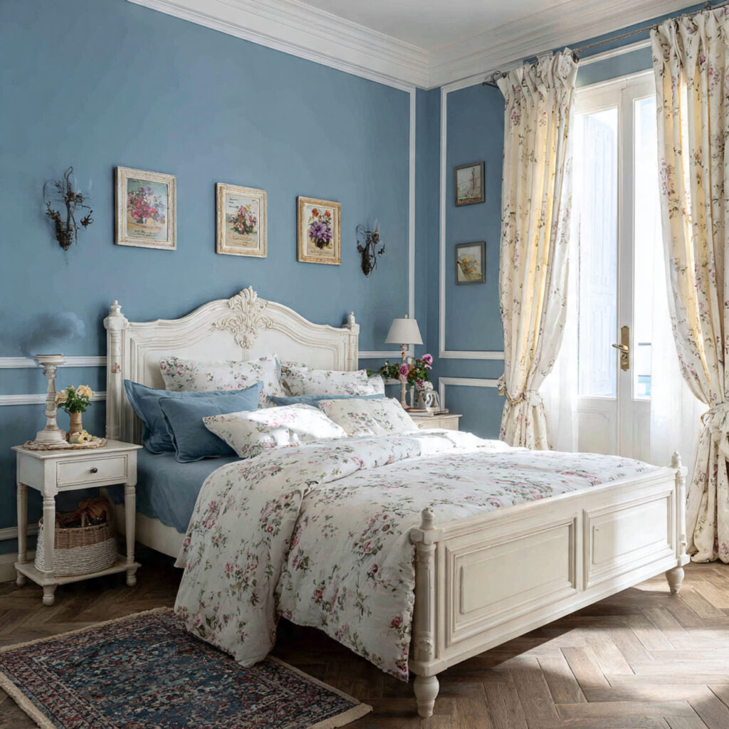 French Blue and White Provencal Summer Bedroom