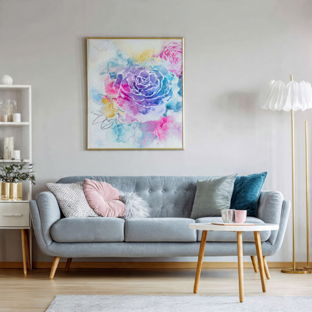 Soft Floral or Abstract Watercolor Art as Room Color Anchor