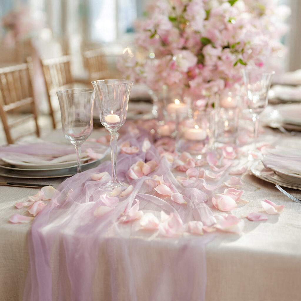 Sheer Organza Runner With Pastel Layering