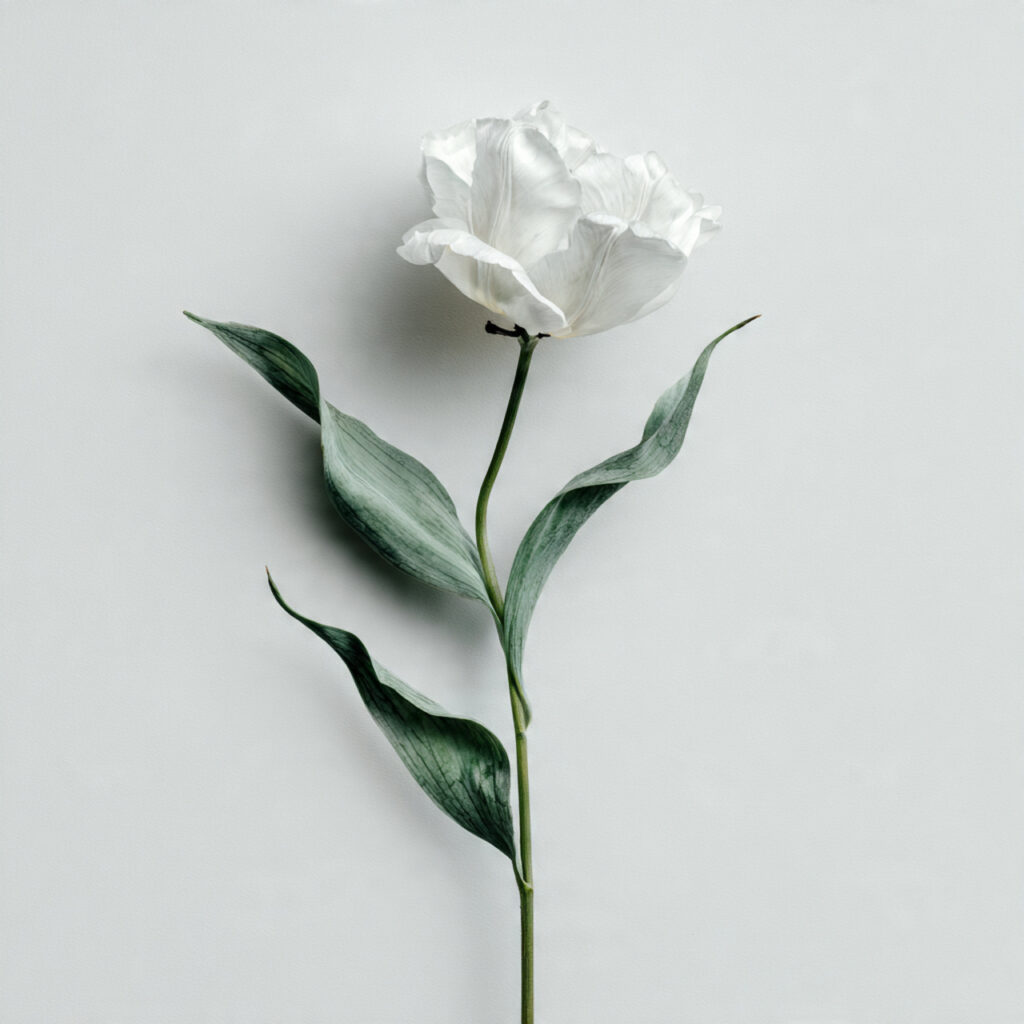 Minimalist Single Stem Botanical on White