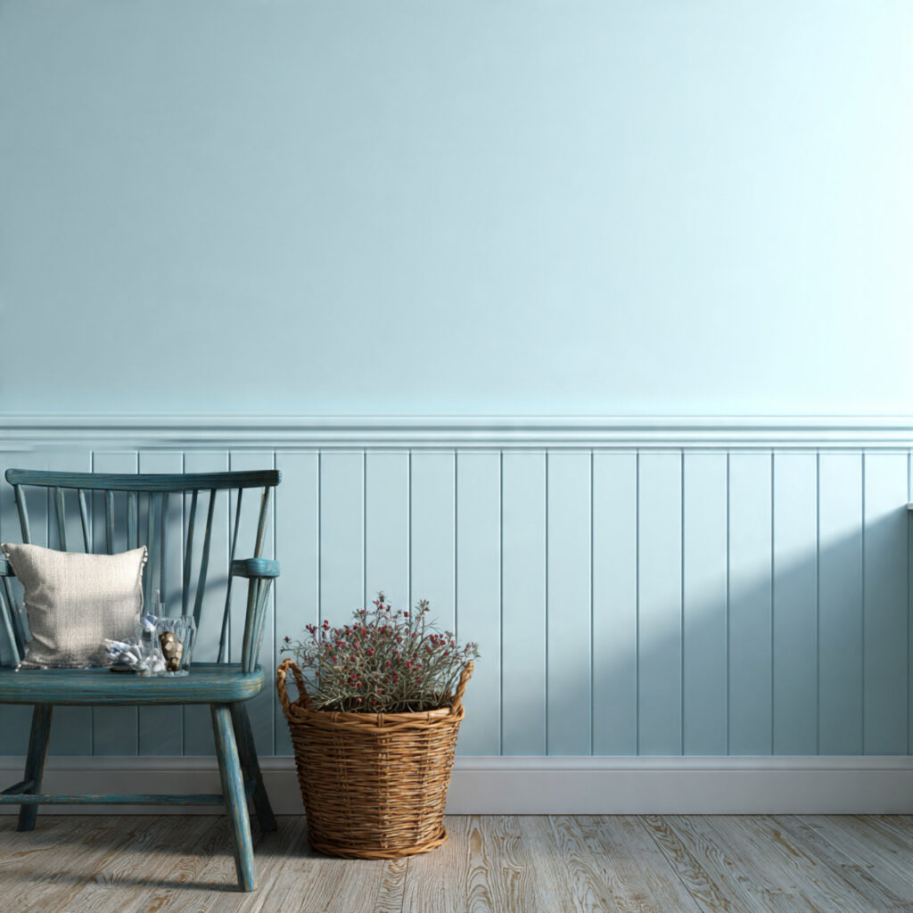 Coastal Blue Wainscoting or Dado Rail Wall Treatment