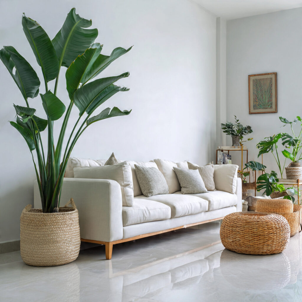 Large Potted Indoor Plants as Structural Decor