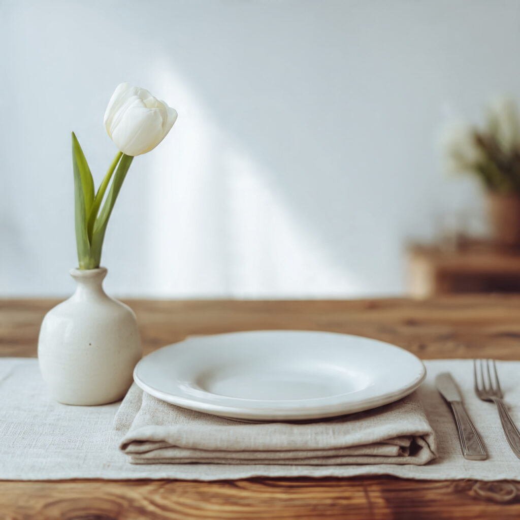 Minimalist Spring Table With Single-Stem Place Settings