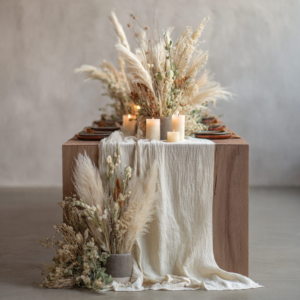 Dried Botanical Runner With Layered Textures
