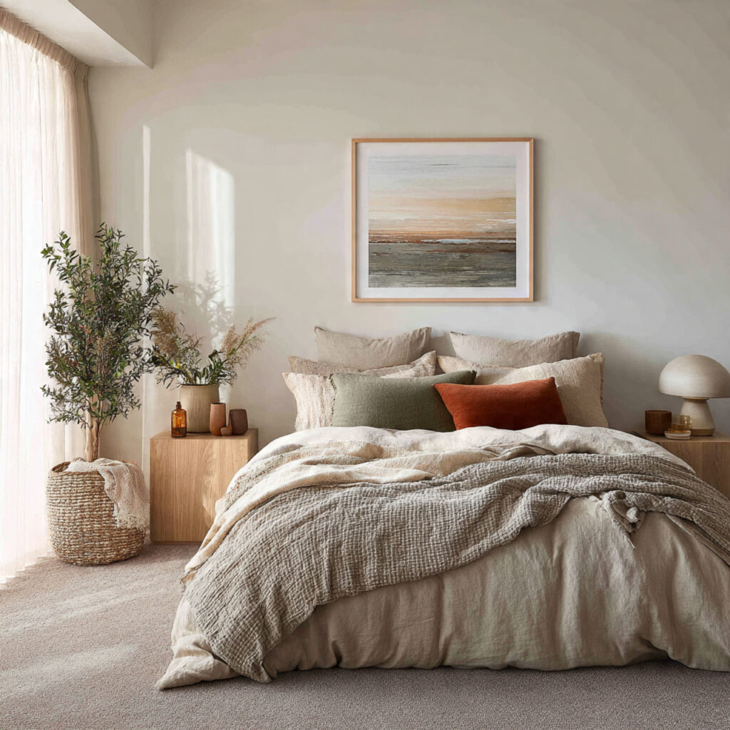 Sandy Neutral Color Palette With Warm White Walls
