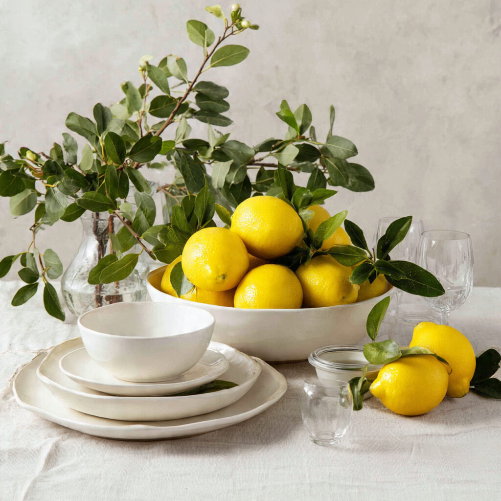 Lemon and Greenery Mediterranean Table Display
