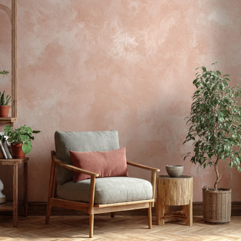 Limewash Accent Wall in Warm Clay or Dusty Blush