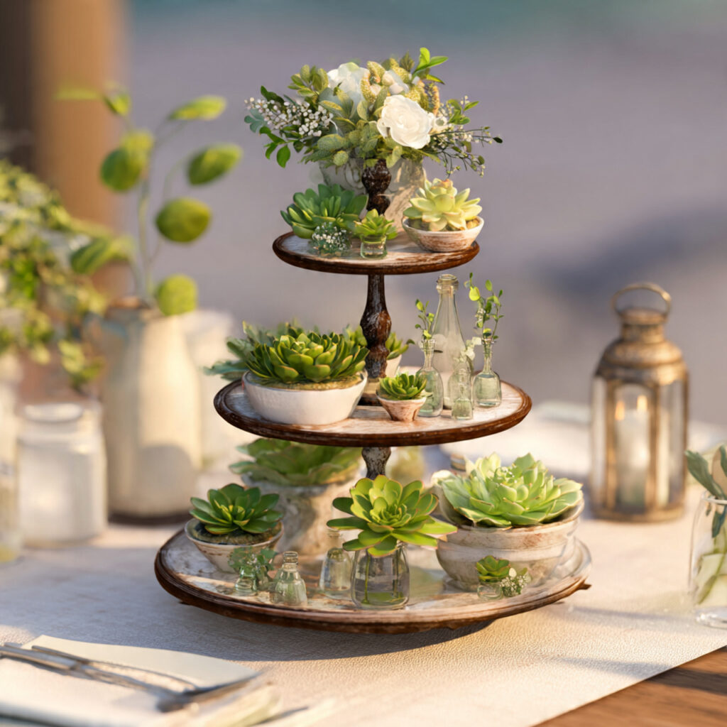 Tiered Cake Stand Botanical Display