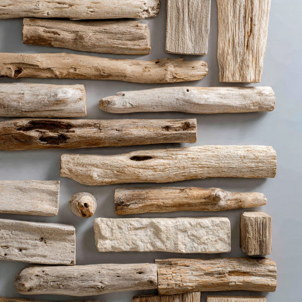 Driftwood and Bleached Wood Decorative Feature Wall