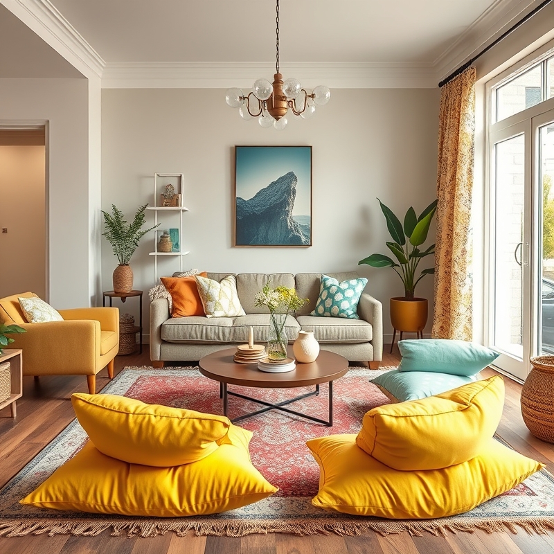 Bloxburg living room with floor cushions