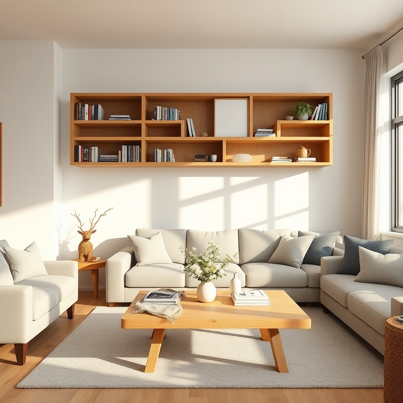 Bloxburg living room with light wood coffee table