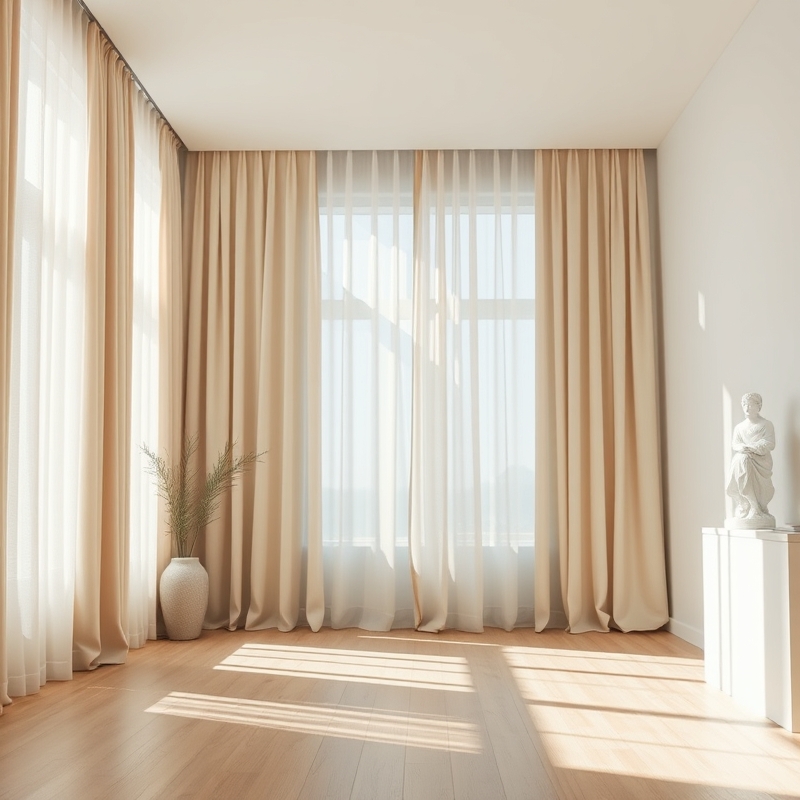Light matte linen curtains in living room