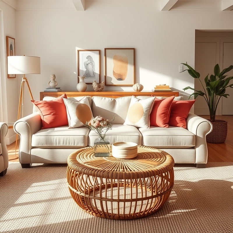 Bloxburg living room with coral pillows