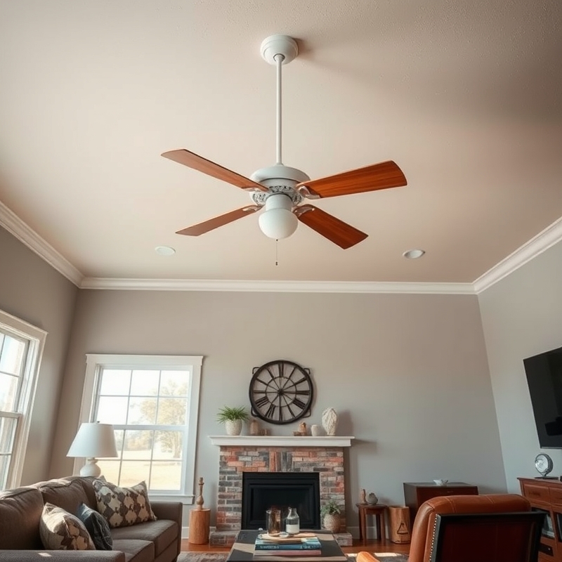 Bloxburg living room with white ceiling fan
