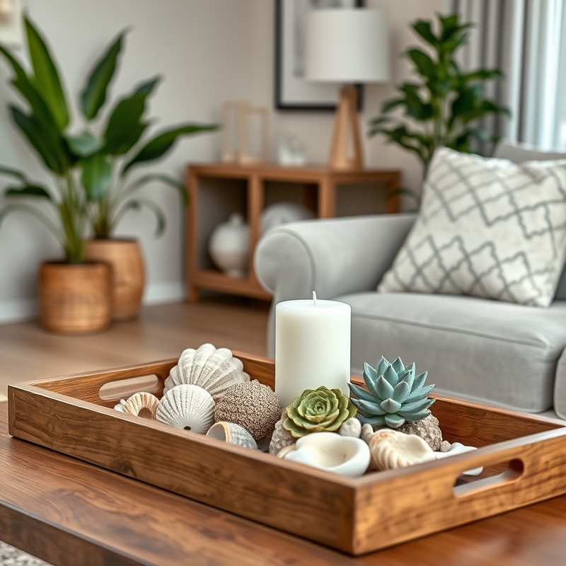 Bloxburg living room tray with seashells