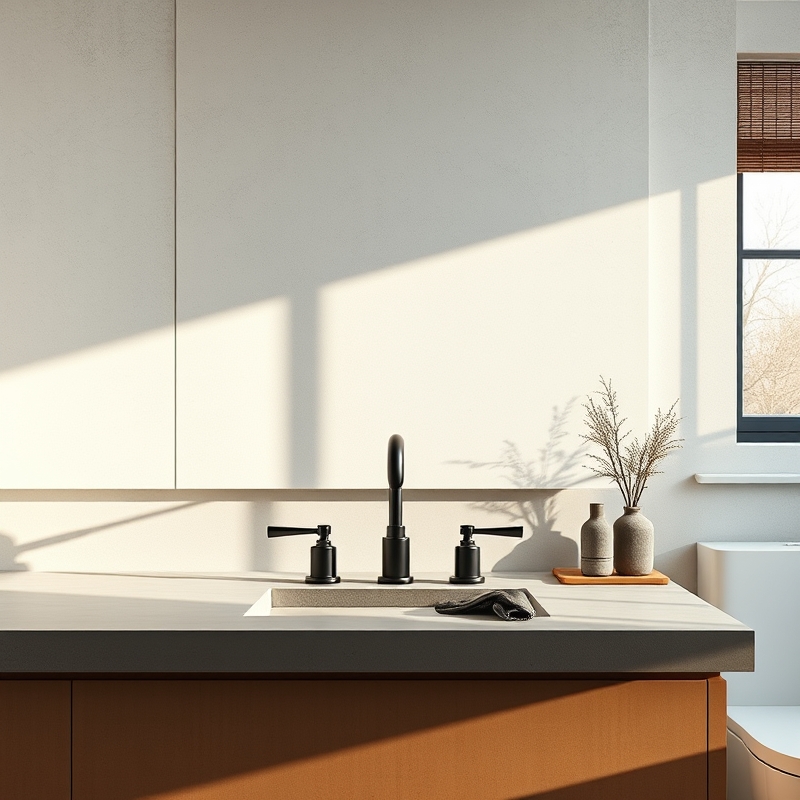 modern bathroom sink with matte black faucet