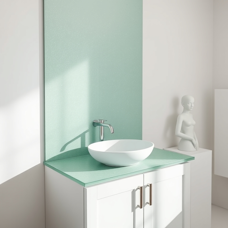recycled green glass countertop in a bathroom