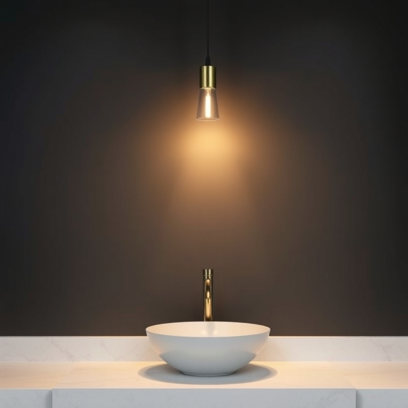 pendant light hanging over a bathroom vanity