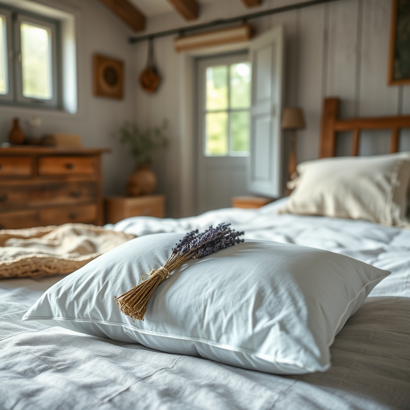 dried lavender bundle on a white pillow