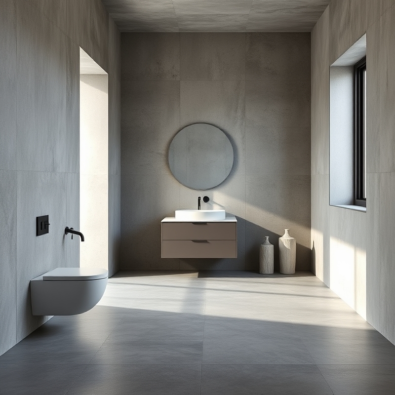 bathroom with microcement walls and floor