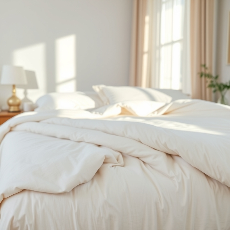 thin cotton blanket folded at the foot of a bed