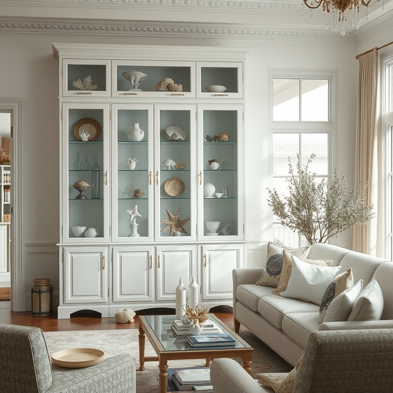 Bloxburg living room with glass cabinet
