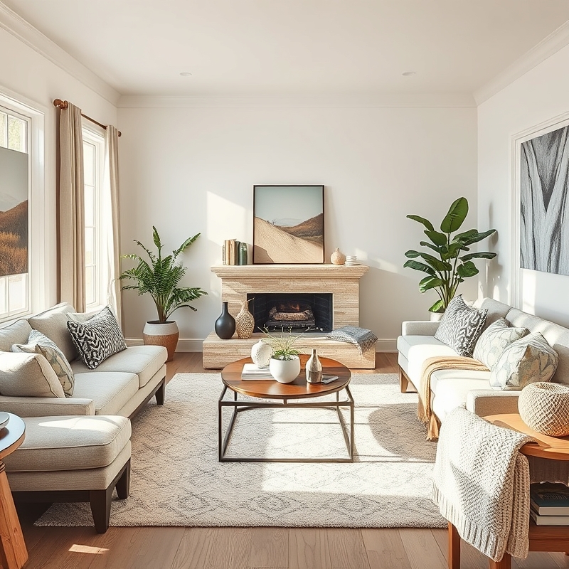 White oak wood accents in a living room