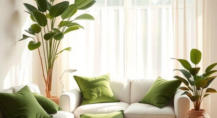 Green summer living room