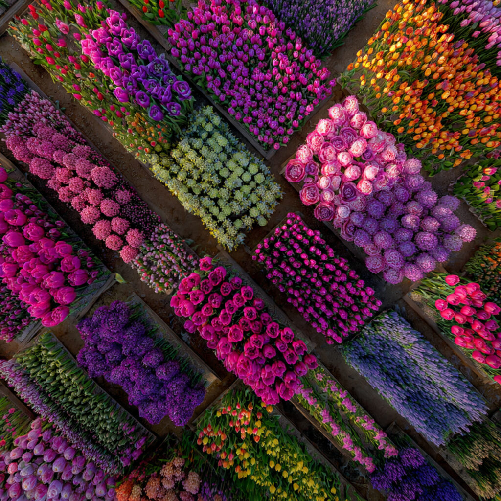 Aerial Spring Garden in Full Bloom