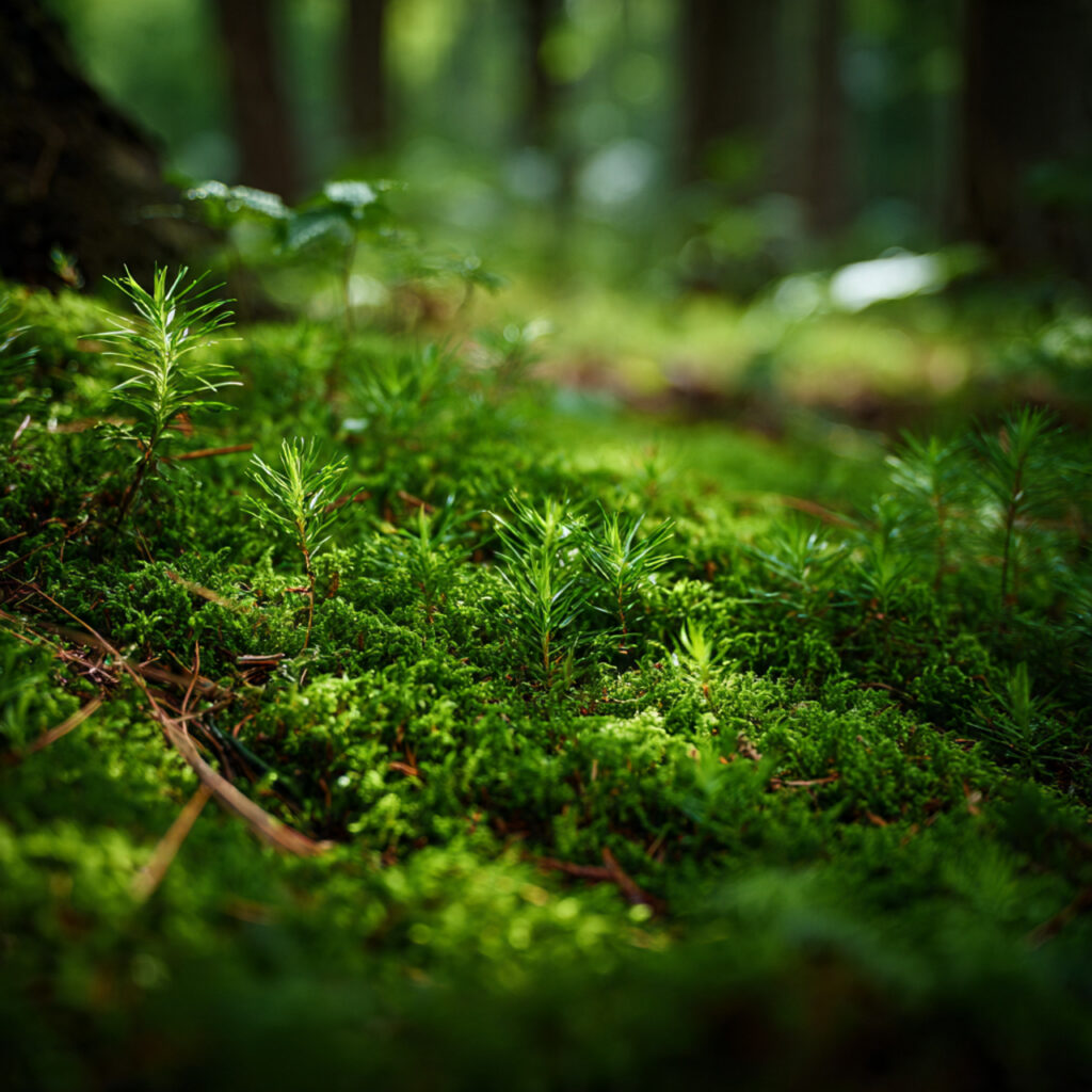 Lush Green Forest Floor in Spring Light