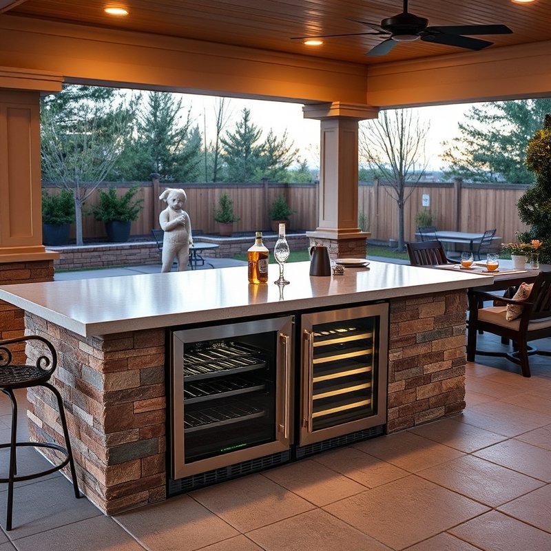 23 Kitchen Outdoor Ideas That Create the Perfect Backyard Cooking Space Start Designing Today 12 outdoor beverage station with wine cooler and kegerator built into a bar counter