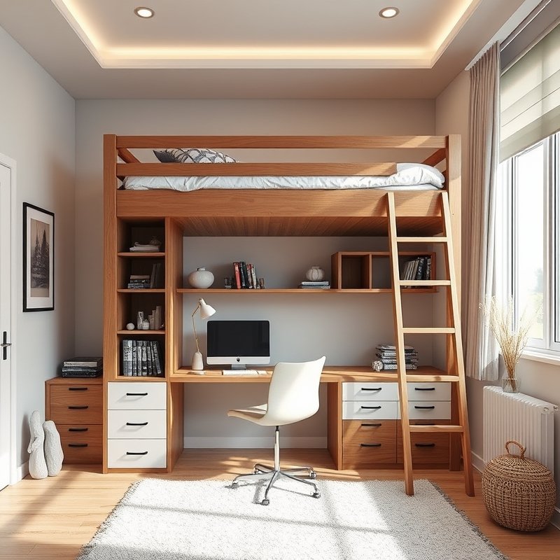22 Teen Bedroom Ideas That Look Trendy, Cozy, and Pinterest Perfect Start Your Room Makeover 13 Loft bed with built-in desk and storage in a small teen bedroom