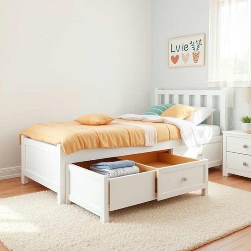 21 Teen Girl Bedroom Ideas 2026 That Create a Cute, Aesthetic, and Trendy Dream Room You’ll Love These 17 Bed with roll-out wooden drawers underneath for organized storage in a teen room