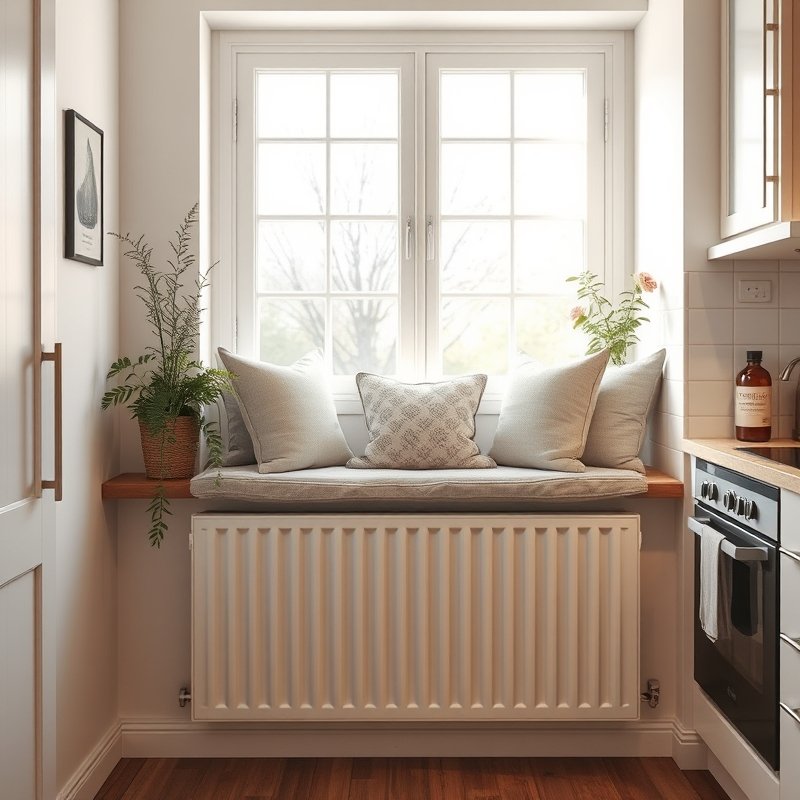 19 Cozy Kitchen Ideas That Make Your Space Feel Warm and Inviting You Must Try These 12 cozy window seat with cushion above a radiator in a kitchen