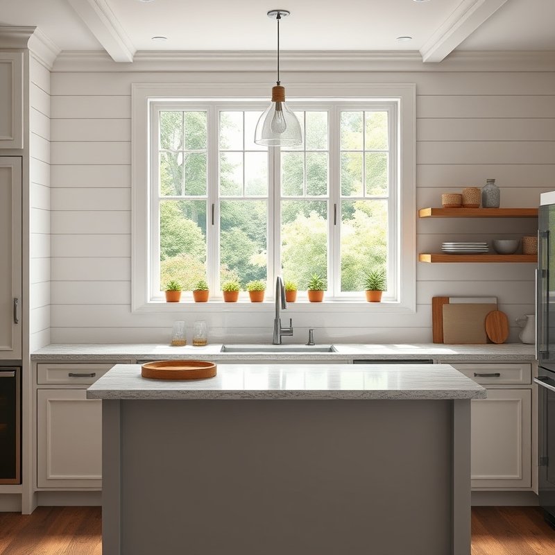 22 Island Kitchen Ideas That Add Style, Storage, and Function Upgrade Your Space Today 13 kitchen island placed beneath a large window overlooking a garden
