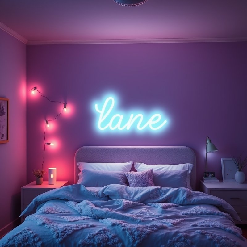 21 Teen Girl Bedroom Ideas 2026 That Create a Cute, Aesthetic, and Trendy Dream Room You’ll Love These 14 Custom neon name sign glowing above a bed in a teen girl bedroom